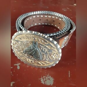 Unique Western/Rodeo Tooled Belt Size 44 Made USA